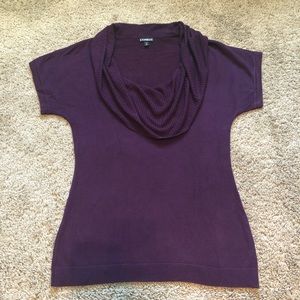 Express Plum Cowl Neck Short Sleeve Sweater
